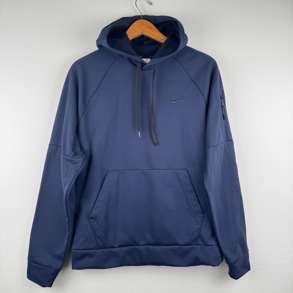 Nike Hoodie Mens Medium Navy Blue Excellent Therma-FIT Pullover Athleisure